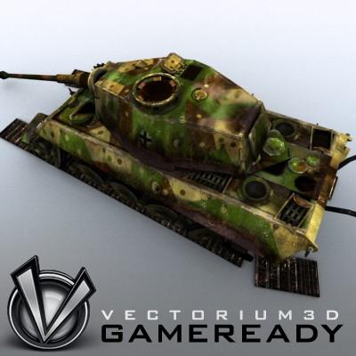 3D Model of Game Ready Low Poly King Tiger model - 3D Render 1
